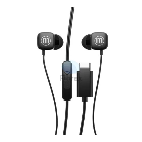 Fülhallgató, mikrofonnal, USB-C, MAXELL "Square+", fekete
