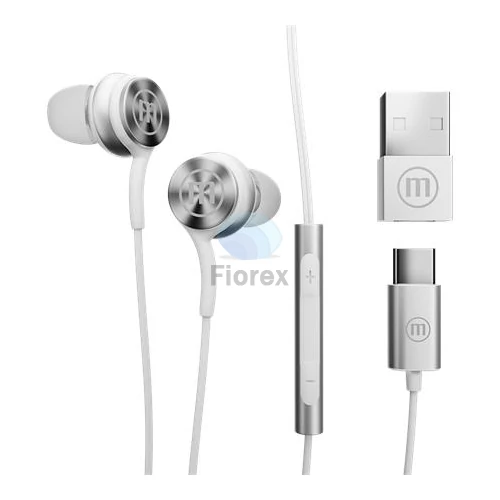Fülhallgató, mikrofonnal, USB-C, MAXELL "XC1", fehér