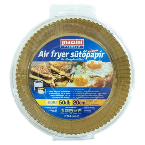 Sütőpapír, szilikonos, Air Fryer készülékhez, kerek, 20 cm, 50 db, MAZZINI "Premium"