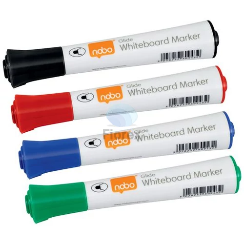 Táblamarker, kúpos hegyű, 2 mm, 10 db, NOBO "Glide", vegyes színek