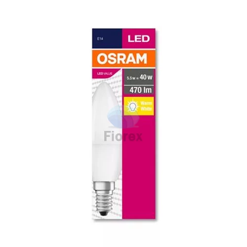 LED izzó, E14, gyertya, B35, 5,7W, 470lm, 2700K (MF), OSRAM "Value"