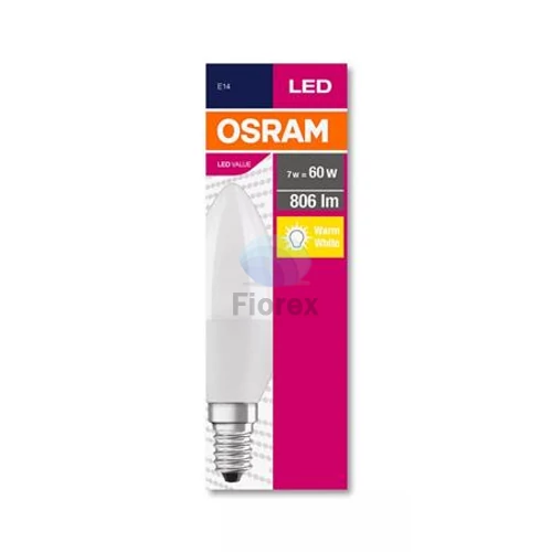 LED izzó, E14, gyertya, B38, 7W, 806lm, 2700K (MF), OSRAM "Value"