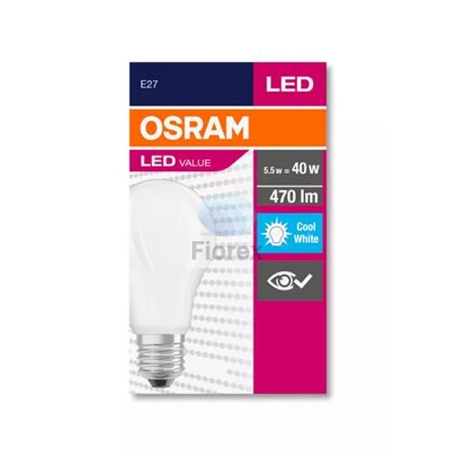 LED izzó, E27, gömb, A60, 5W, 470lm, 4000K (HF), OSRAM "Value"