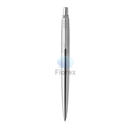 Golyóstoll, 0,7 mm, nyomógombos, ezüst színű klip, rozsdam. acél tolltest, PARKER "Royal Jotter", kék