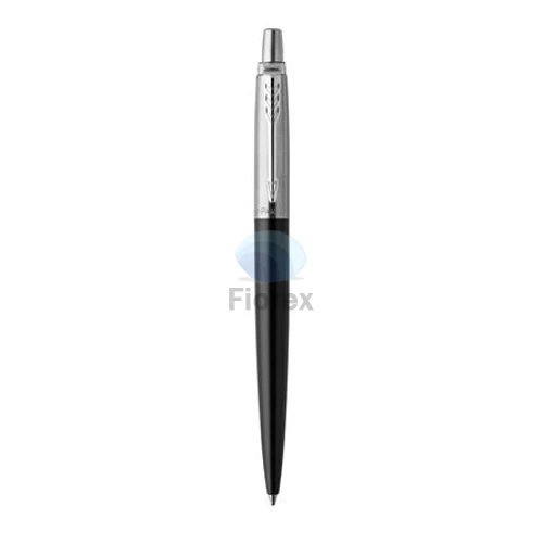Golyóstoll, 0,7 mm, ezüst színű klip, bond street fekete tolltest, PARKER, "Royal Jotter", kék