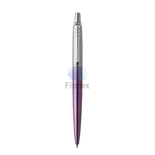 Golyóstoll, 0,7 mm, ezüst színű klip, victoria ibolya kék tolltest, PARKER, "Royal Jotter", kék