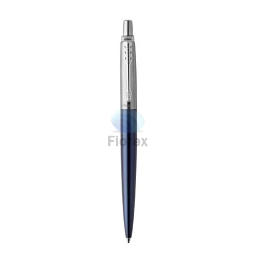 Golyóstoll, 0,7 mm, ezüst színű klip, royal kék tolltest, PARKER, "Royal Jotter", kék