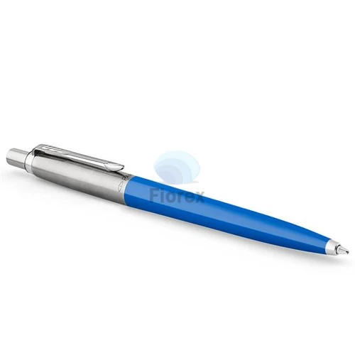 Golyóstoll, 0,7 mm, ezüst színű klip, kék tolltest, PARKER "Royal Jotter Originals", kék