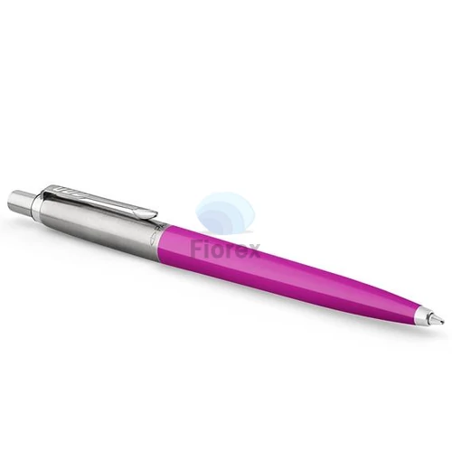 Golyóstoll, 0,7 mm, ezüst színű klip, magenta tolltest, PARKER "Royal Jotter Originals", kék