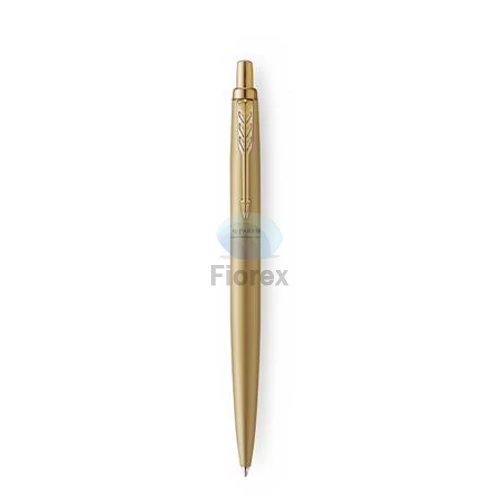 Golyóstoll, 0,7 mm, nyomógombos, arany színű klip, arany tolltest, PARKER, "Royal Jotter XL", kék