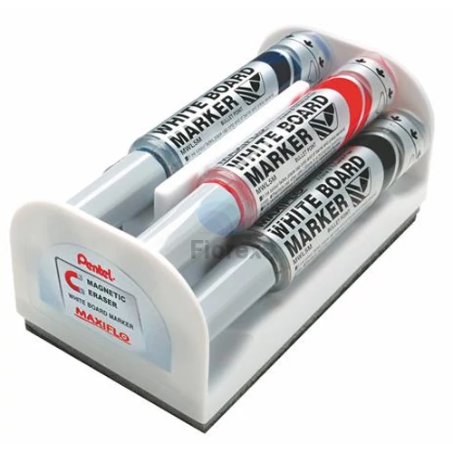 Táblamarker készlet, 6 mm, kúpos hegy, PENTEL "Maxiflo", 4 különböző szín