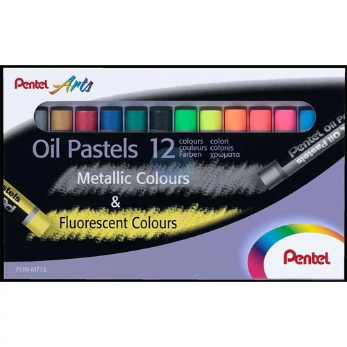 Olajpasztell kréta, PENTEL, "Arts", 12 különböző fluoreszkáló és metál szín