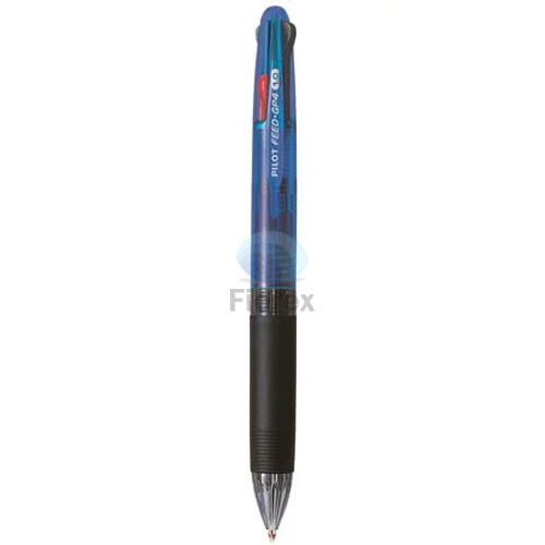 Golyóstoll, 0,25 mm, nyomógombos, négyszínű, PILOT "Feed GP4", kék test