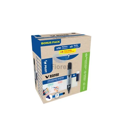 Táblamarker, 2,3 mm, kúpos, PILOT "V-Board Master, Bonus Pack", fekete + betét