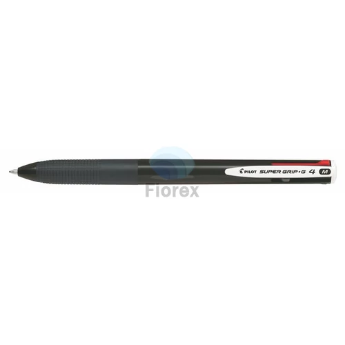 Golyóstoll, 0,27 mm, nyomógombos, fekete, PILOT "Super Grip G", négyszínű