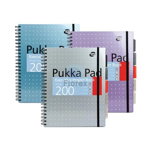 Spirálfüzet, A4+, vonalas, 100 lap, PUKKA PAD "Metallic Project Book", vegyes szín