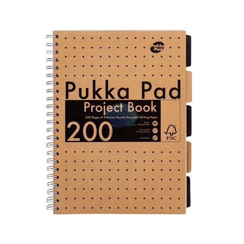 Spirálfüzet, A4, vonalas, 100 lap, PUKKA PAD "Kraft project book"