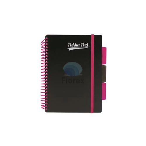 Spirálfüzet, A5, vonalas, 100 lap, PUKKA PAD, "Neon black project book"