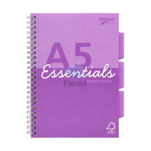 Spirálfüzet, A5, vonalas, 100 lap, PUKKA PAD "Unipad Essentials Project Book", vegyes