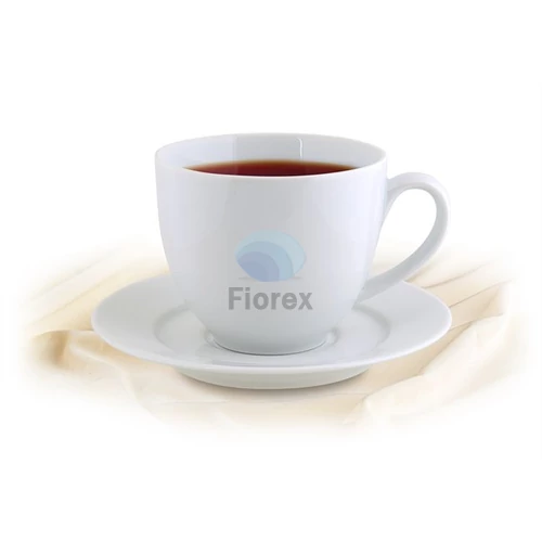 Teáscsésze+alj,ROTBERG, fehér, 38cl, 4db-os szett, "Basic"