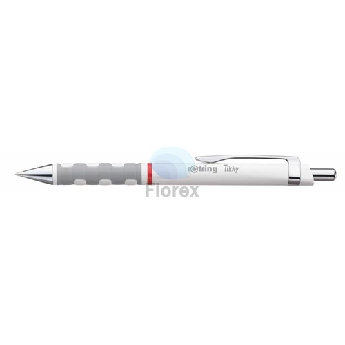 Golyóstoll, 0,8 mm, nyomógombos, fehér tolltest, ROTRING "Tikky", kék