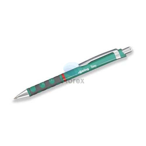 Golyóstoll, 0,8 mm, nyomógombos, tengerkék tolltest, ROTRING "Tikky", kék