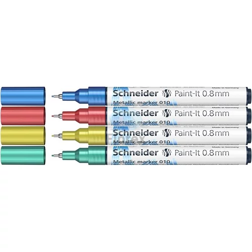 Metálfényű marker készlet, 0,8 mm, SCHNEIDER "Paint-It 010", 4 különböző szín