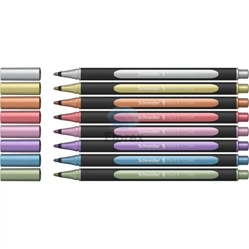 Metálfényű filctoll készlet, 1-2 mm, SCHNEIDER "Paint-It 020", 8 különböző szín