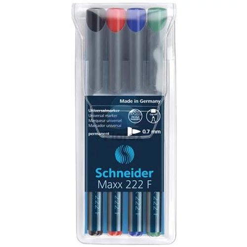 Alkoholos marker készlet, OHP, 0,7 mm, SCHNEIDER "Maxx 222 F", 4 különböző szín