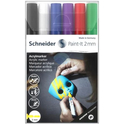Dekormarker készlet, akril, 2 mm, SCHNEIDER "Paint-It 310", 6 különböző szín