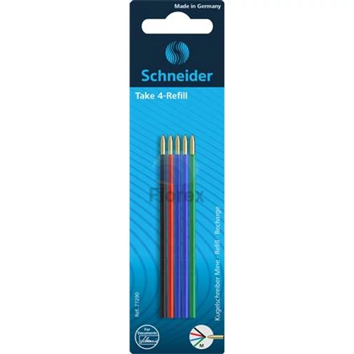 Golyóstollbetét, 0,5 mm, SCHNEIDER "Take 4", 4 különböző szín - 5db