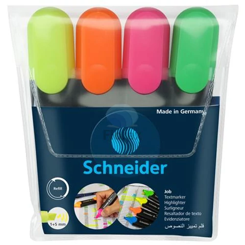 Szövegkiemelő készlet, 1-5 mm, SCHNEIDER "Job 150", 4 különböző szín - 4db