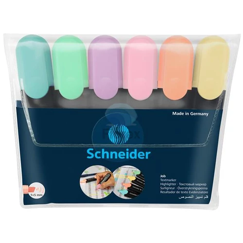 Szövegkiemelő készlet, 1-5 mm, SCHNEIDER "Job Pastel", 6 különböző pasztell szín - 6db