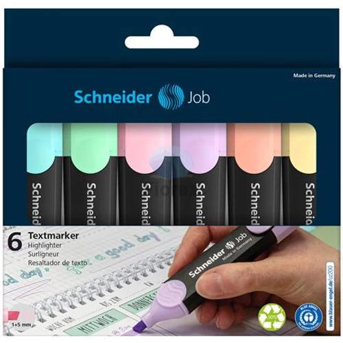 Szövegkiemelő készlet, 1-5 mm, SCHNEIDER "Job Pastel", 6 különböző pasztell szín - 6db