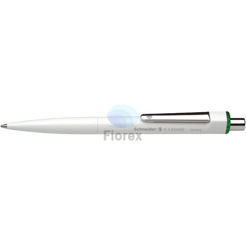 Golyóstoll, 0,5 mm, nyomógombos, SCHNEIDER "K3 Biosafe", zöld