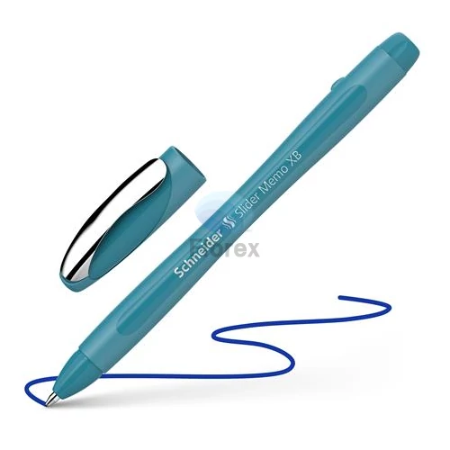 Golyóstoll, 0,7 mm, kupakos, SCHNEIDER "Slider Memo XB", pávakék