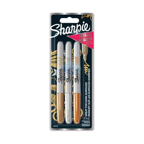 Alkoholos marker készlet, 1,4 mm, kúpos, SHARPIE "Metallic", 3 különböző szín
