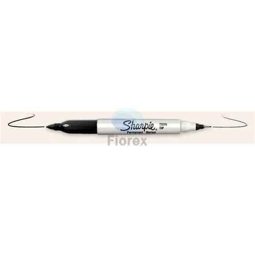 Alkoholos marker, kúpos, kétvégű, SHARPIE "Twin Tip", fekete