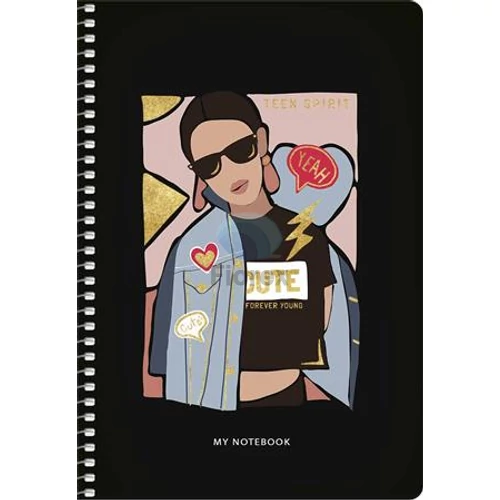 Spirálfüzet, A5, kockás, 80 lap, keményfedeles, SHKOLYARYK "Girl power", vegyes