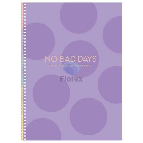 Spirálfüzet, B5, kockás, 80 lap, keményfedeles, SHKOLYARYK "No bad days", vegyes