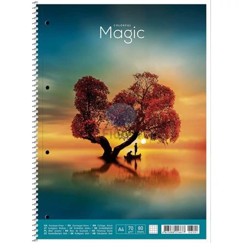 Spirálfüzet, A4+, vonalas, 80 lap, SHKOLYARYK "Colourful magic", vegyes