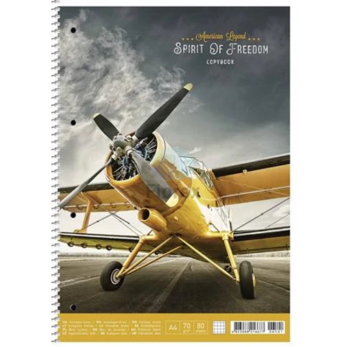 Spirálfüzet, A4, kockás, 80 lap, SHKOLYARYK "Spirit of Freedom", vegyes
