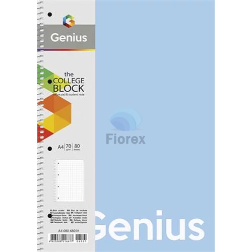 Spirálfüzet, A4, vonalas, 80 lap, PP borító, SHKOLYARYK "Genius Pastel", vegyes