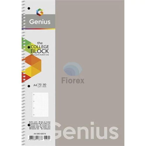 Spirálfüzet, A4, vonalas, 80 lap, PP borító, SHKOLYARYK "Genius", vegyes
