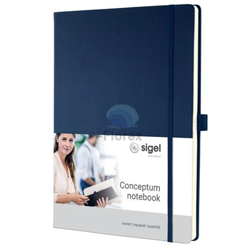 Jegyzetfüzet, exkluzív, A4, kockás, 97 lap, keményfedeles, SIGEL "Conceptum", éjkék