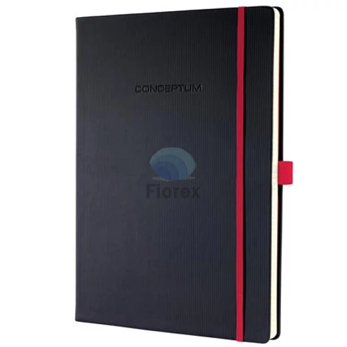 Jegyzetfüzet, exkluzív, A4, vonalas, 97 lap, keményfedeles, SIGEL "Conceptum Red Edition", fekete-piros