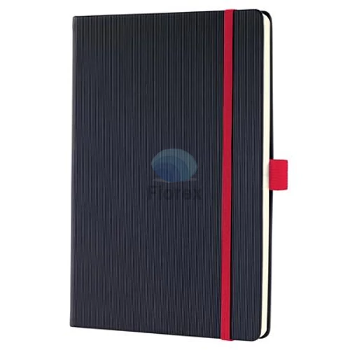 Jegyzetfüzet, exkluzív, A5, vonalas, 97 lap, keményfedeles, SIGEL "Conceptum Red Edition", fekete-piros