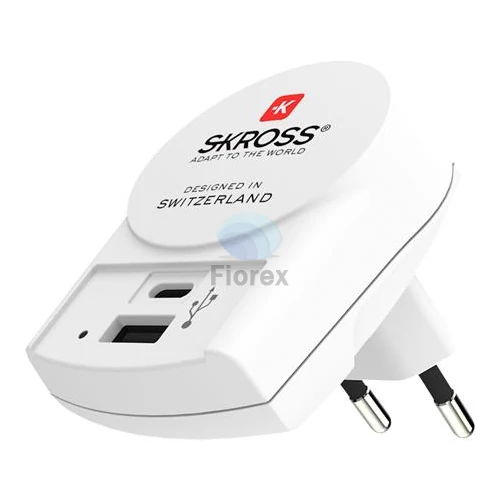 Hálózati töltő, 1xUSB-A, 1xUSB-C, SKROSS