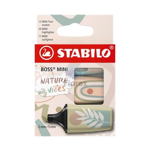 Szövegkiemelő készlet, 1-4 mm, STABILO Boss Mini Nature vibes, 3 különböző szín Szövegkiemelő készlet, 1-4 mm, STABILO Boss Mini Nature vibes, 3 különböző szín