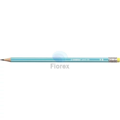 Grafitceruza radírral, HB, hatszögletű, STABILO "Pencil 160", kék